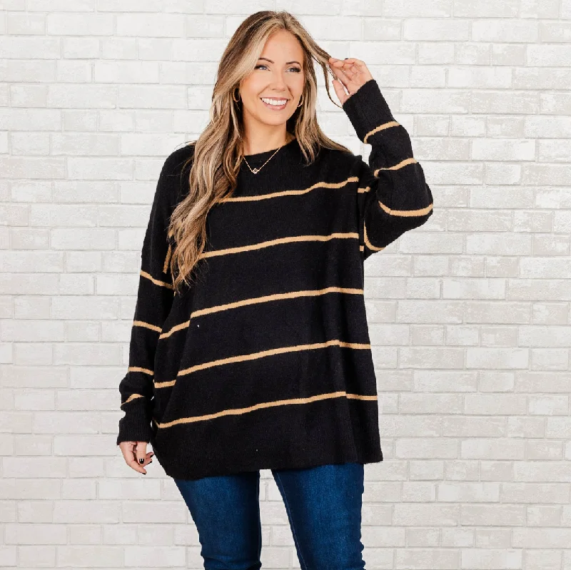 Exquisite Tailoring Slumber Party Sweater, Black-Brown