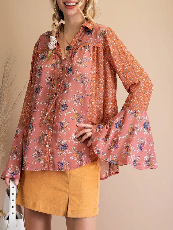 Youthful Style This Is It Floral Bell Sleeve Top