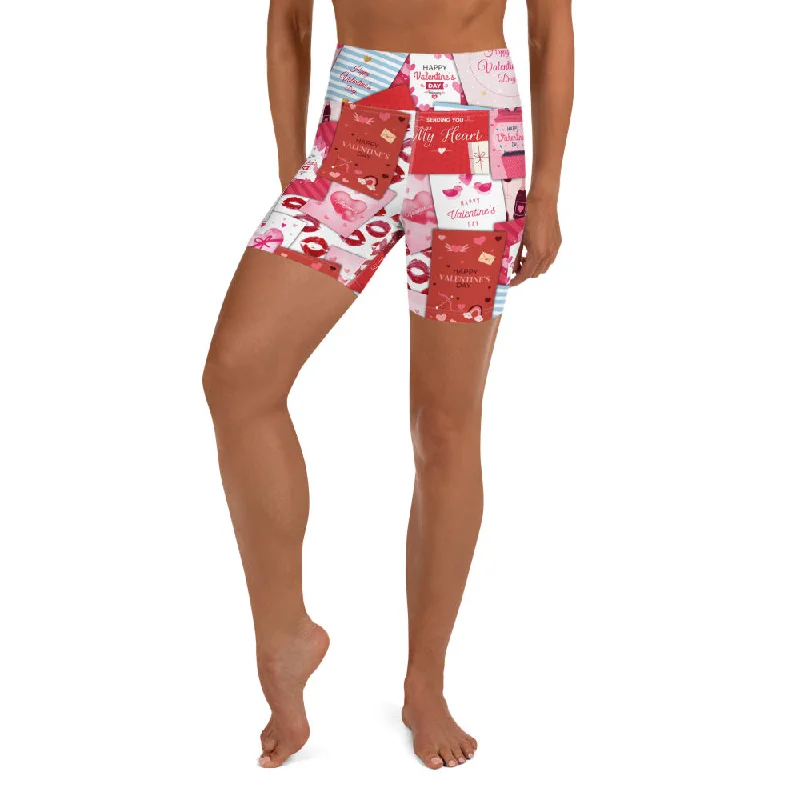 Loose Fit Valentine's Day Cards Yoga Shorts
