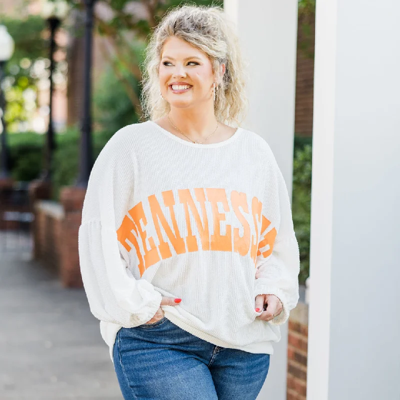 Refreshing Design Volunteer Puff Top, Off-White