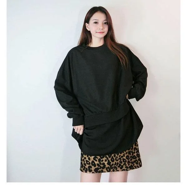 Breathable Design Winter Fashion Irregular Solid Color Loose Pullover Bandage Street Trendy Breathable Design Winter Fashion Irregular Solid Color Loose Pullover Bandage Street Trendy