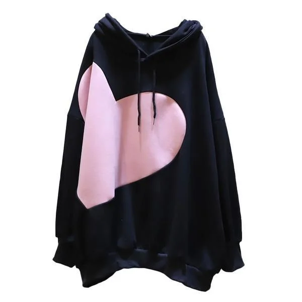New Products Women Loose Pullover Top Winter The New Love Pattern Casual Fashion All-match